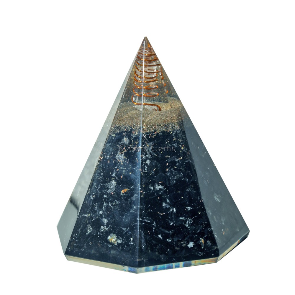 Black Tourmaline Orgonite Faceted cone