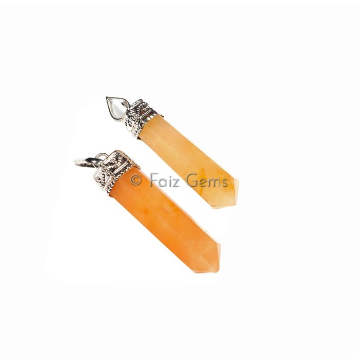 Golden Quartz Pencil Cap Pendants