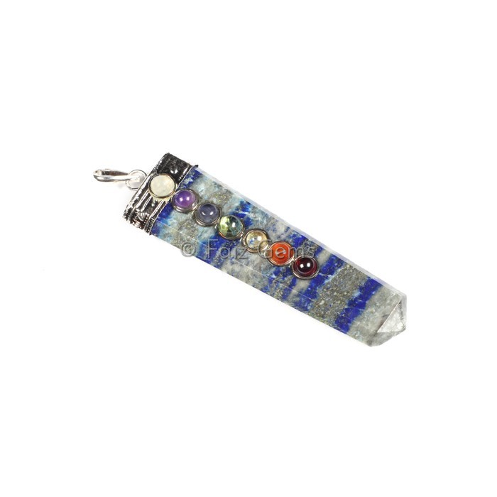 Lapis Lazuli Seven Chakra Flat Pencil Cap Pendants