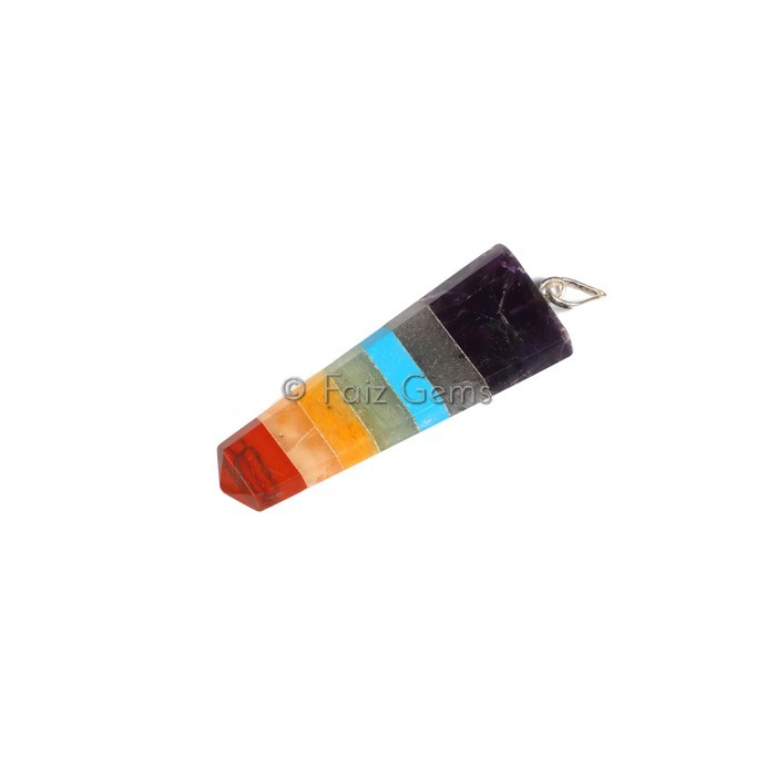 Seven Chakra Bonded Flat Pencil Pendants