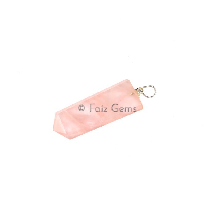 Rose Quartz Flat Pencil Pendants