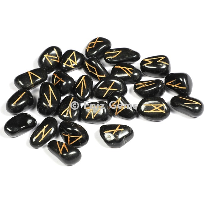 Black Agate Rune Set