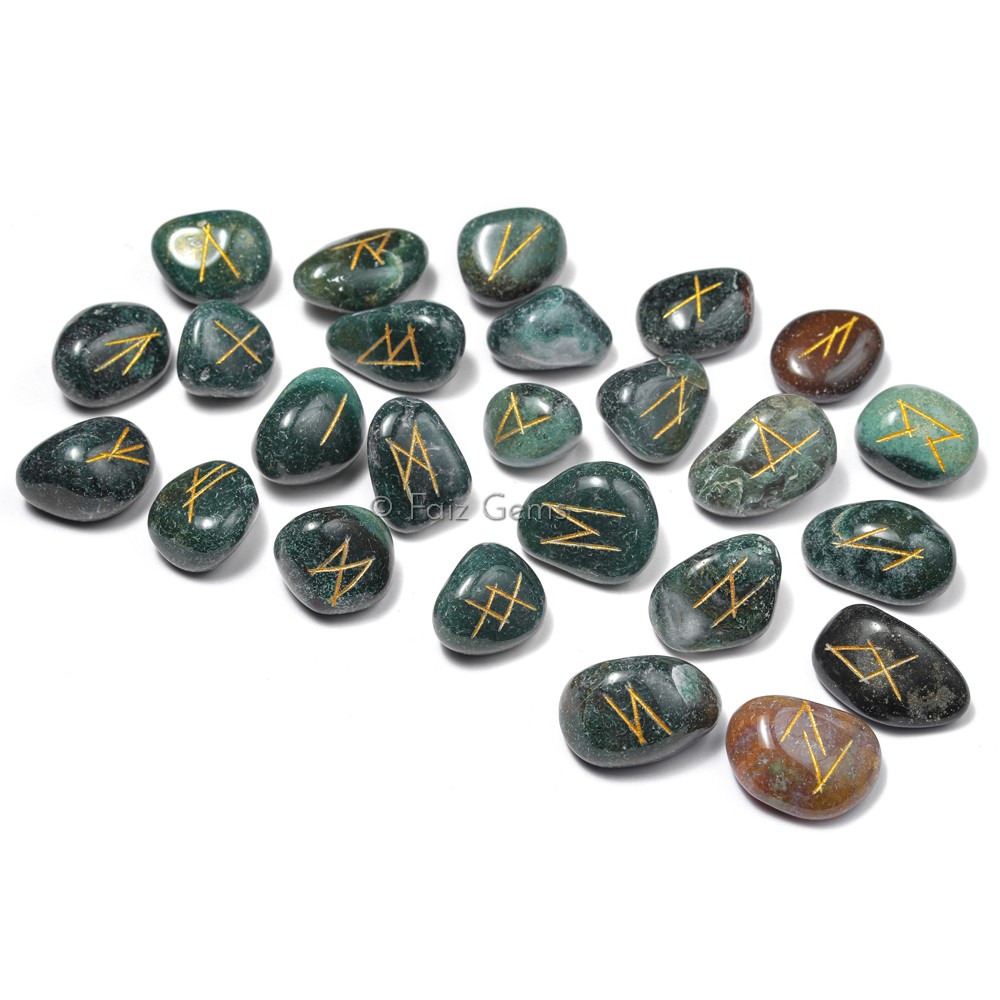 Moss Agate Rune Set