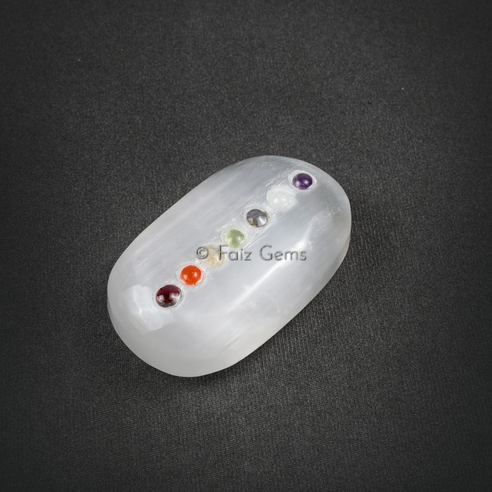 Selenite Chakra Palm Stone