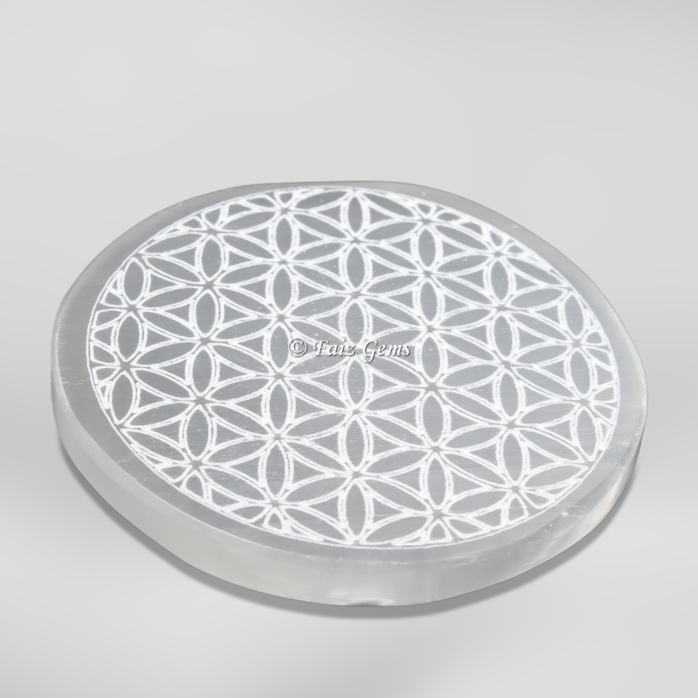 Flower Of Life Selenite Charging Circle