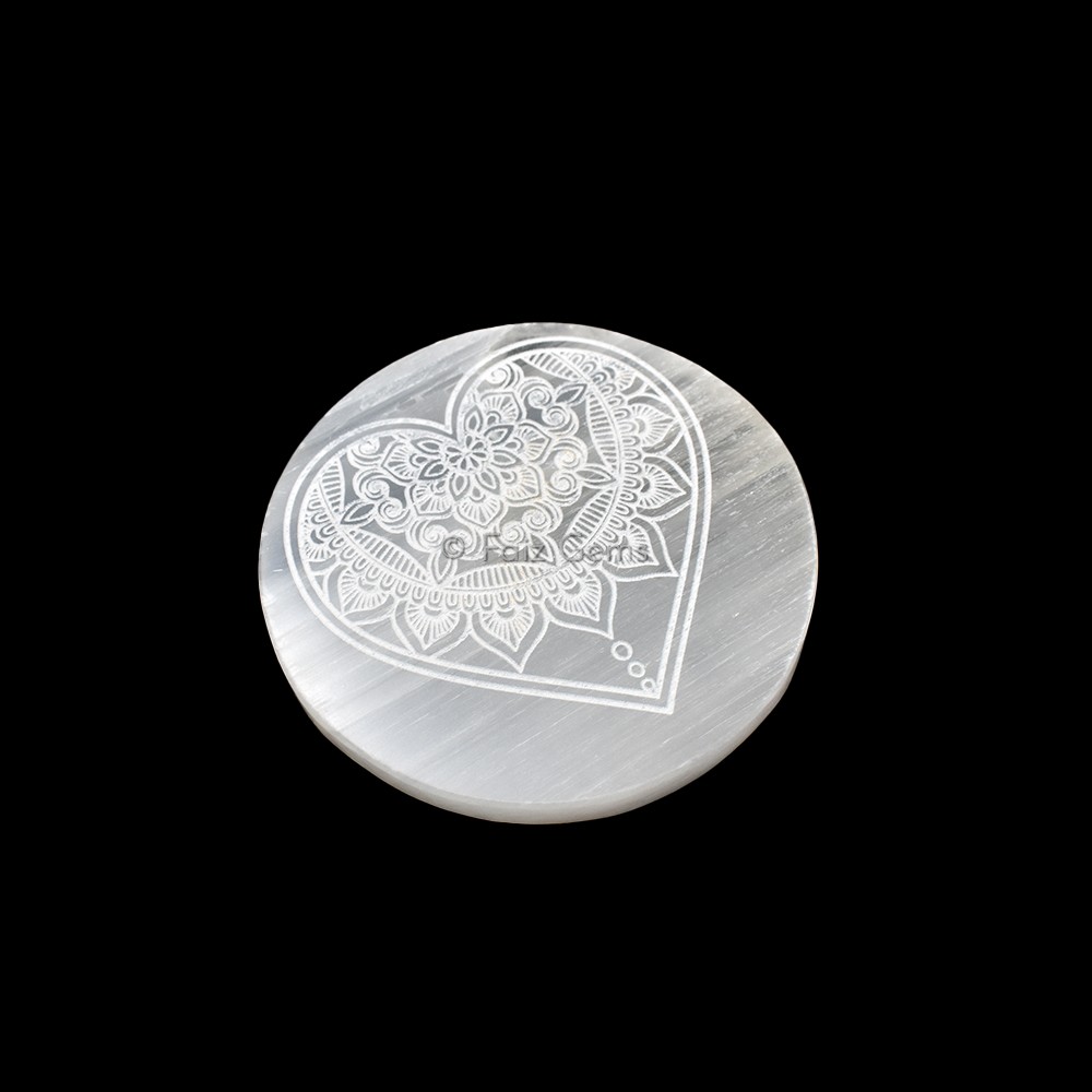 Engraved Charging Selenite Plate With Heart