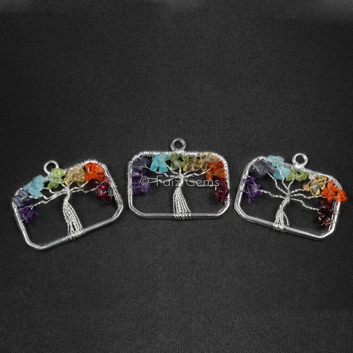 Rectangle Shape Tree of Life Pendants